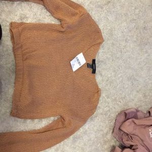 Camel sweater crop top